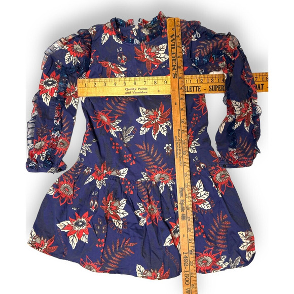 Scotch & Soda Girls floral Dress Red Purple Hawaiian High Neck 6 Yr - Picture 8 of 9